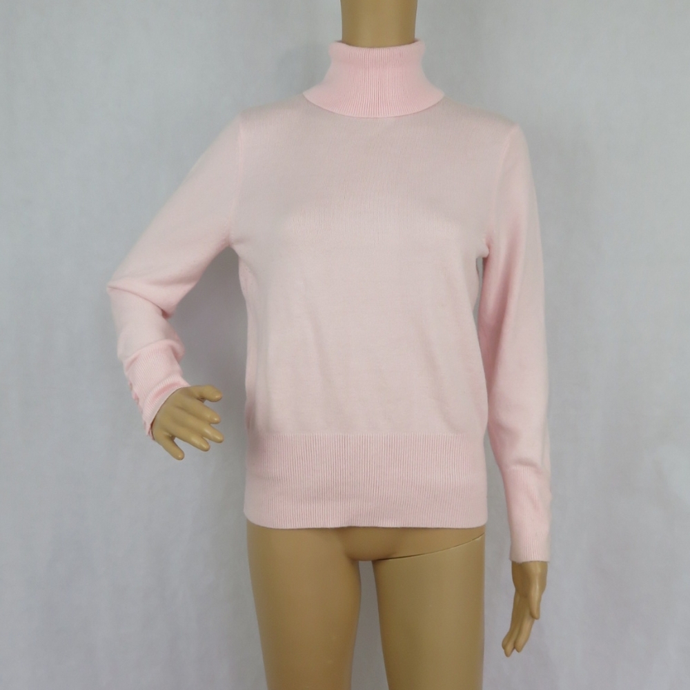 Pink Turtleneck JM Collection Petite Small Staple Cute Pastel Grandma Winter Fal
